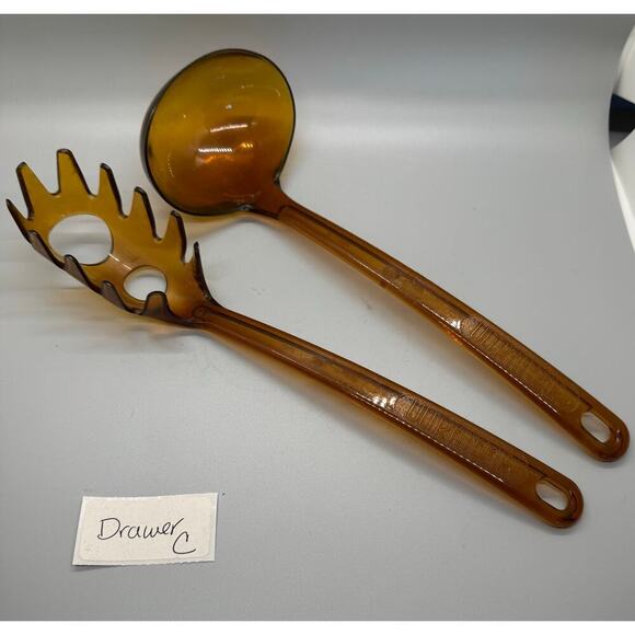 Vintage UltraTemp Amber Kitchen Utensils Robinson Knife Co Made in USA Set of 4 - Picture 6 of 8